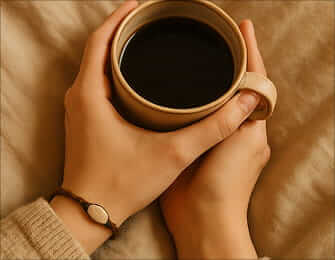 Hands holding coffee cup